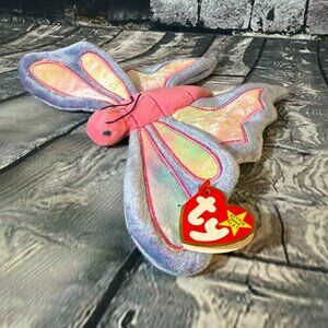 Vintage Original Ty Beanie Babies 1999 "Flitter" the Butterfly Plush Toy - MWMT